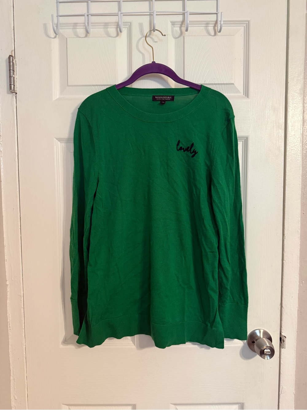 Banana Republic Green Long Sleeve 'Lovely' Sweater 100% extra fine merino wool